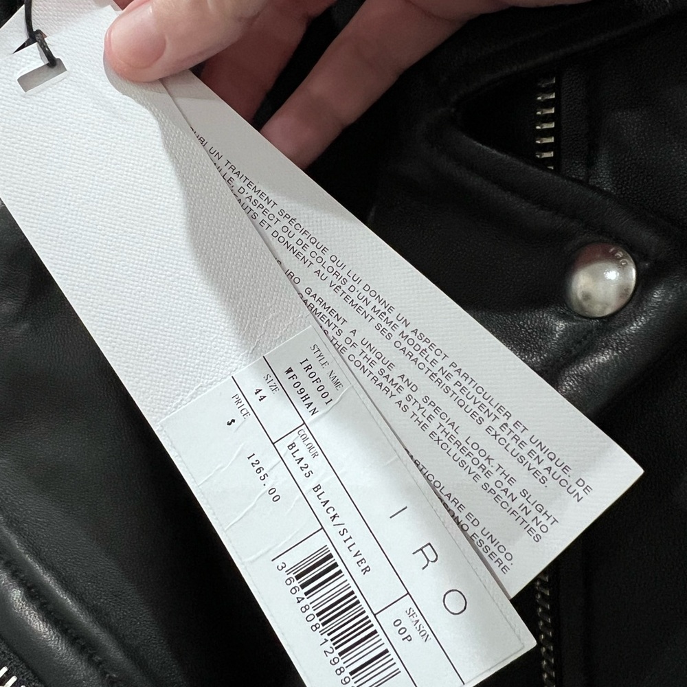 IRO Ashville Black Leather Jacket - Size 44/12. NWT Perfect condition - Picture 3 of 3
